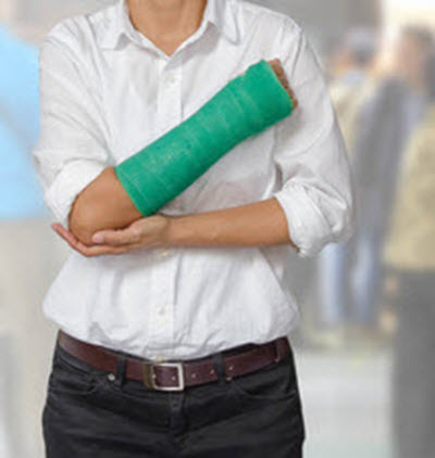 Injured with cast on arm